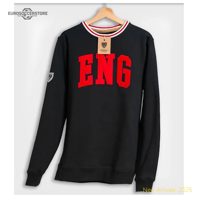 England Retro Football Sweatshirt (Black)-The Soccer Shirt Hub