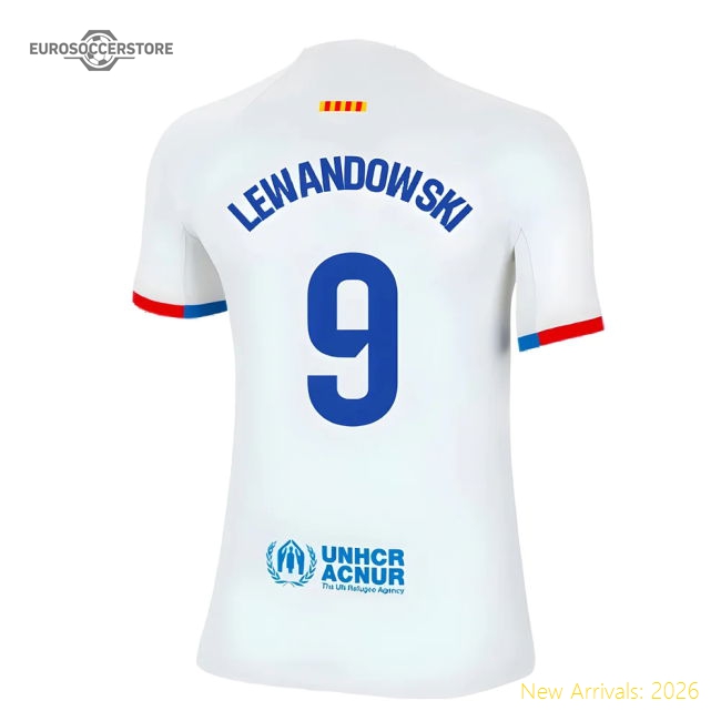 2023-2024 Barcelona Away Shirt (Kids) (Lewandowski 9)-The Soccer Shirt Hub
