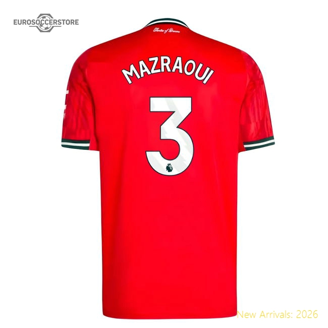 2025-2026 Man Utd Home Shirt (Mazraoui 3)-The Soccer Shirt Hub