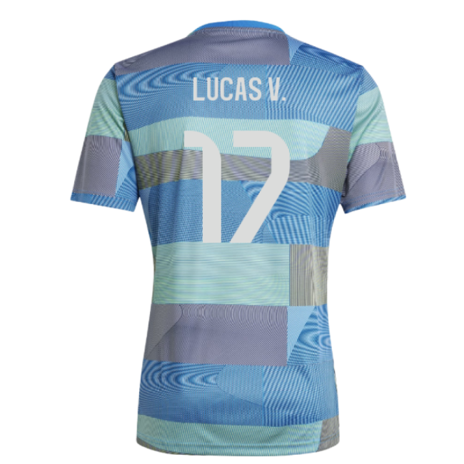 2025-2026 Real Madrid Pre-Match Shirt (Blue) (Lucas V. 17)-The Soccer Shirt Hub