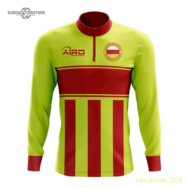 South Ossetia Concept Football Half Zip Midlayer Top (Yellow-Red)-The Soccer Shirt Hub