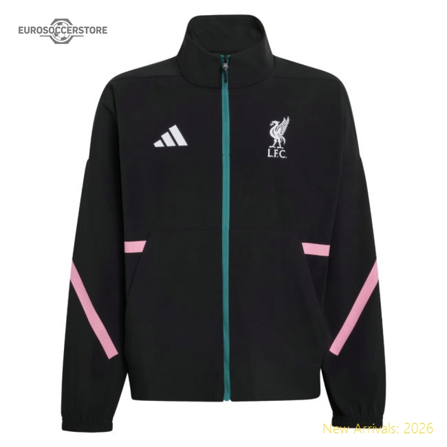 2025-2026 Liverpool Anthem Jacket (Black) - Kids-The Soccer Shirt Hub