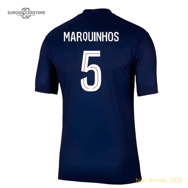 2025-2026 PSG Paris Saint Germain Home Shirt (Marquinhos 5)-The Soccer Shirt Hub