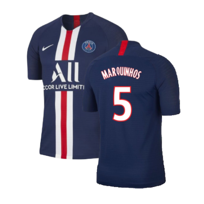 PSG 2019-20 Home Nike Vaporknit Shirt ((Mint) S) (MARQUINHOS 5)-The Soccer Shirt Hub