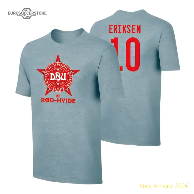 Denmark Euro 2020 T-Shirt (Eriksen 10) Grey-The Soccer Shirt Hub