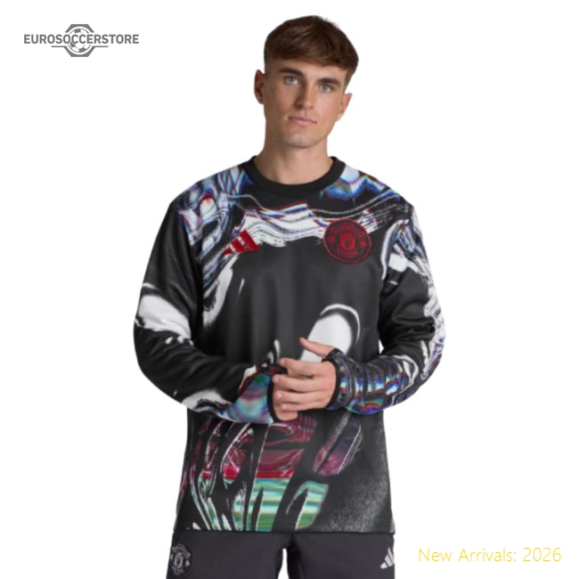 2025-2026 Man Utd Pre Match Warm Top (Black)-The Soccer Shirt Hub