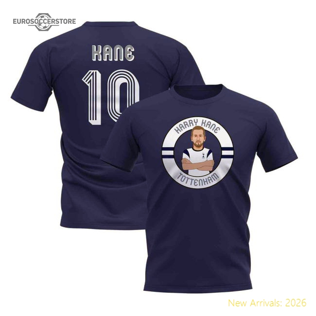 Harry Kane Tottenham Illustration T-Shirt (Navy)-The Soccer Shirt Hub