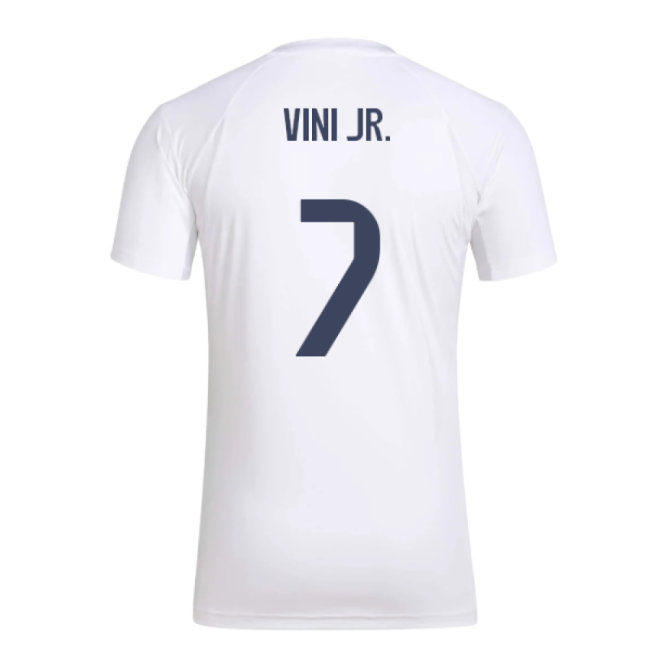 2025-2026 Real Madrid Seasonal Graphic Tee (White) (Vini Jr. 7)-The Soccer Shirt Hub