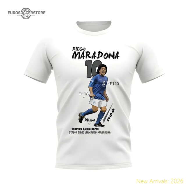 Diego Maradona Napoli Graphic T-Shirt (White)-The Soccer Shirt Hub