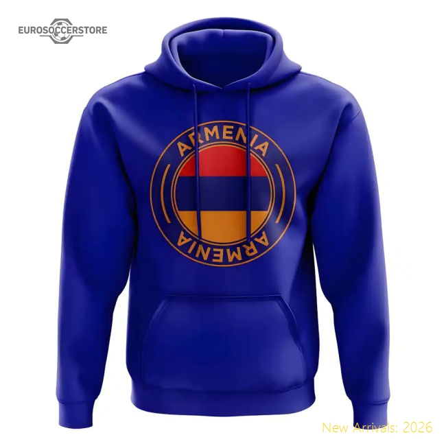 Armenia Football Badge Hoodie (Blue)-The Soccer Shirt Hub