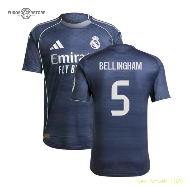 2025-2026 Real Madrid Authentic Away Shirt (Bellingham 5)-The Soccer Shirt Hub