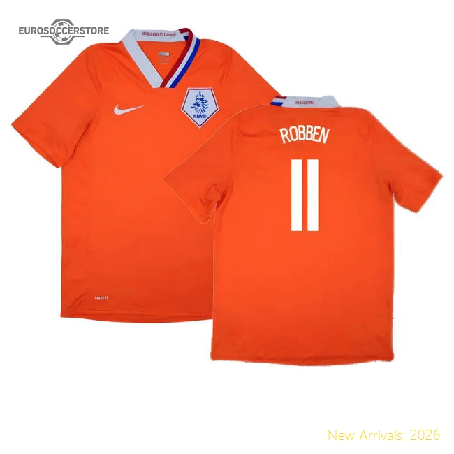 Holland 2008-10 Home Shirt ((Excellent) M) (Robben 11)-The Soccer Shirt Hub