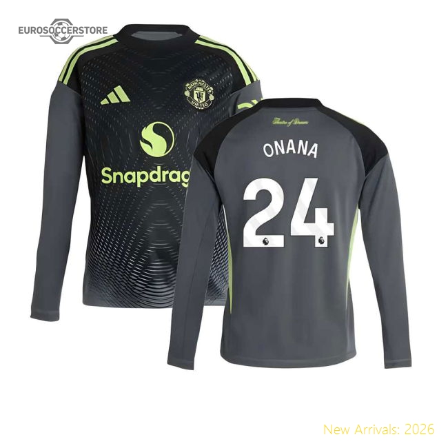 2025-2026 Man Utd Home Goalkeeper Shirt (Grey) - Kids (Onana 24)-The Soccer Shirt Hub