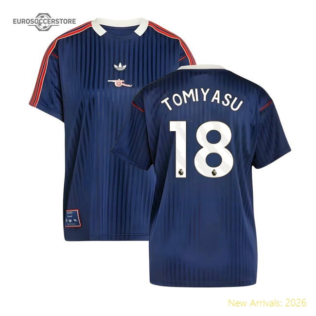 Arsenal Terrace Icons Shirt (Navy) (Tomiyasu 18)-The Soccer Shirt Hub