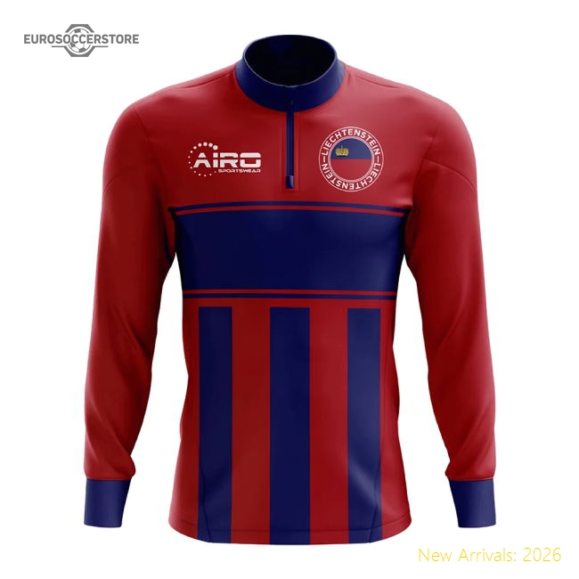 Liechtenstein Concept Football Half Zip Midlayer Top (Red-Blue)-The Soccer Shirt Hub