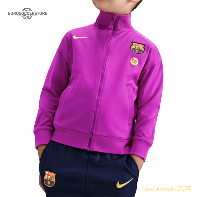 2025-2026 Barcelona Strike Dri-FIT Football Knit Tracksuit (Purple) - Little Kids-The Soccer Shirt Hub