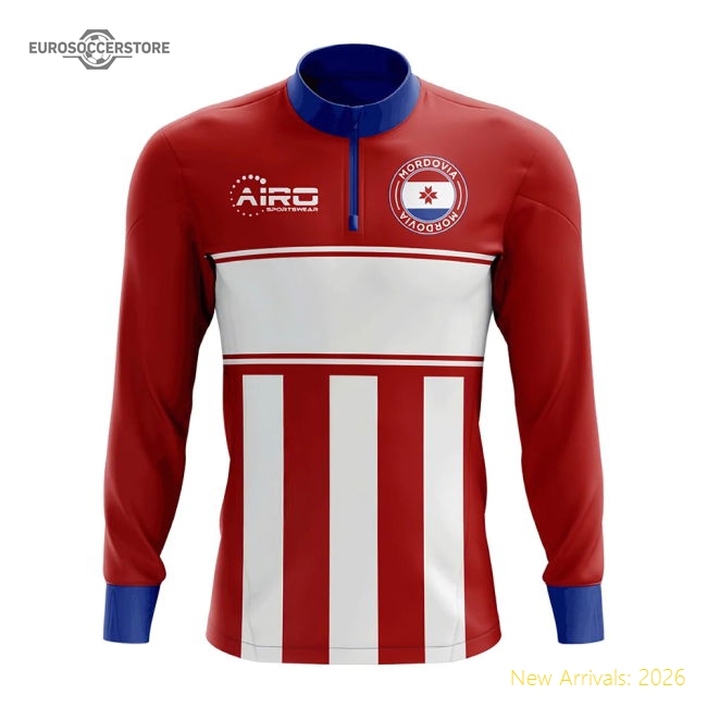 Mordovia Concept Football Half Zip Midlayer Top (Red-White)-The Soccer Shirt Hub