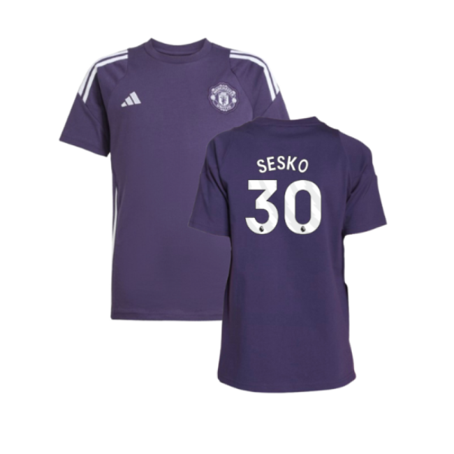 2025-2026 Man Utd Training Tee (Aurora Plum) - Kids (Sesko 30)-The Soccer Shirt Hub
