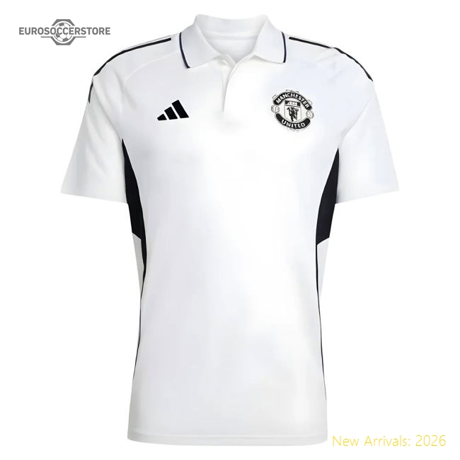 2025-2026 Man Utd Polo Shirt (White)-The Soccer Shirt Hub