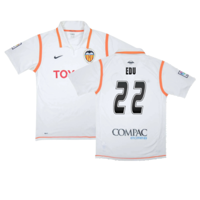 Valencia 2007-08 Home Shirt ((Excellent) S) (Edu 22)-The Soccer Shirt Hub