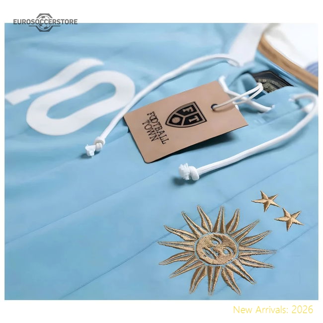 Uruguay Forlan Retro Shirt with Laces La Celeste-The Soccer Shirt Hub