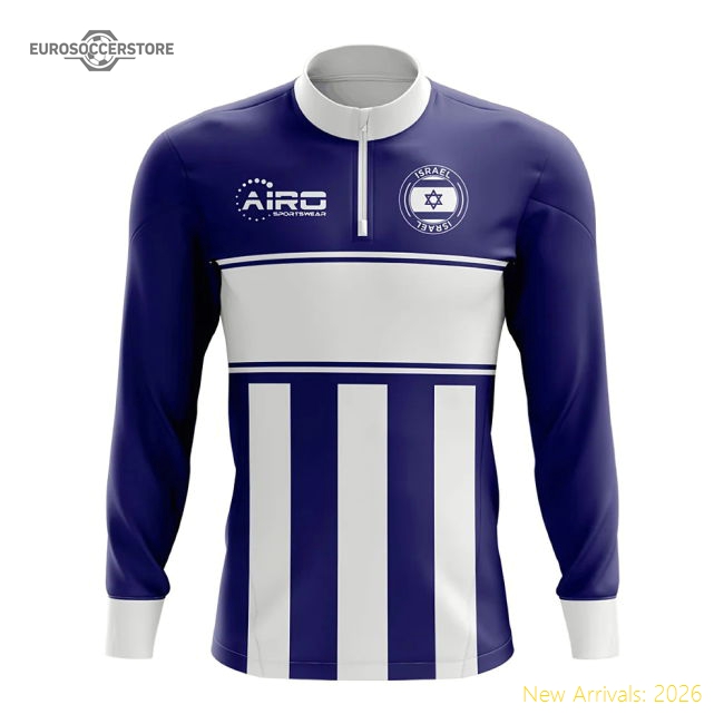 Israel Concept Football Half Zip Midlayer Top (Navy-White)-The Soccer Shirt Hub