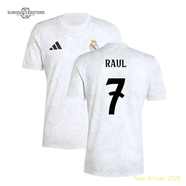 2024-2025 Real Madrid Pre-Match Shirt (White) (Raul 7)-The Soccer Shirt Hub