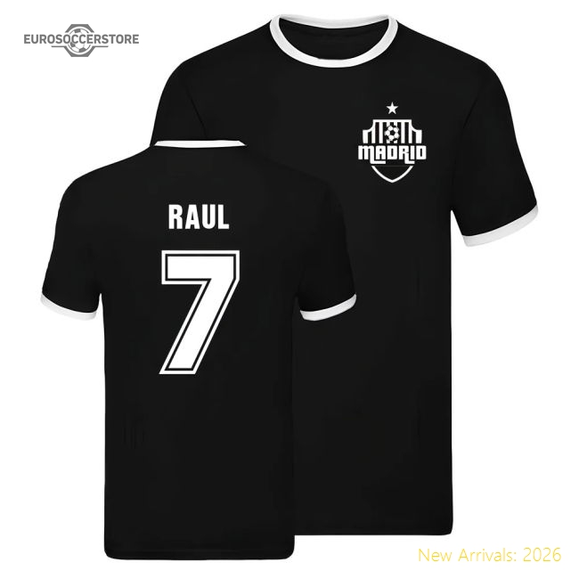 Real Madrid Ringer T-shirt (Raul 7)-The Soccer Shirt Hub