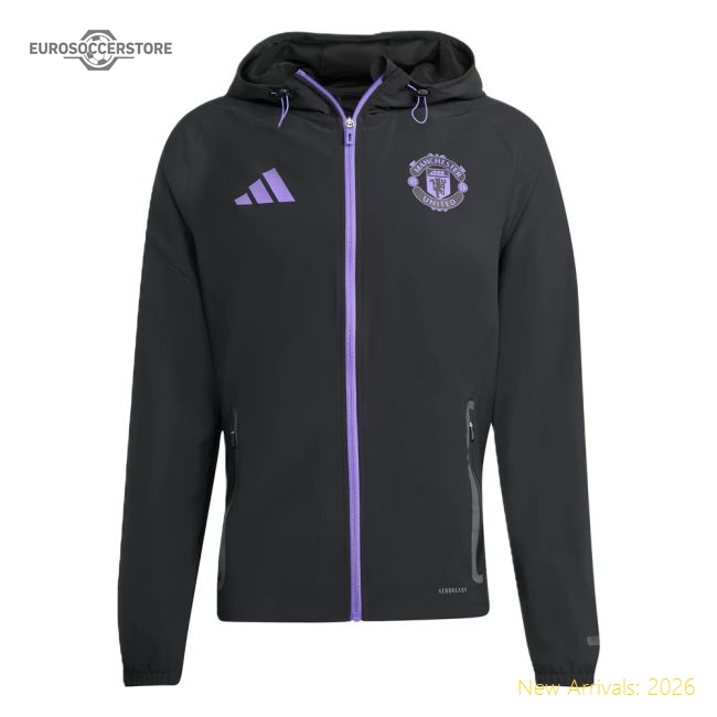 2025-2026 Man Utd Competition Vis Tech Jacket (Black)-The Soccer Shirt Hub