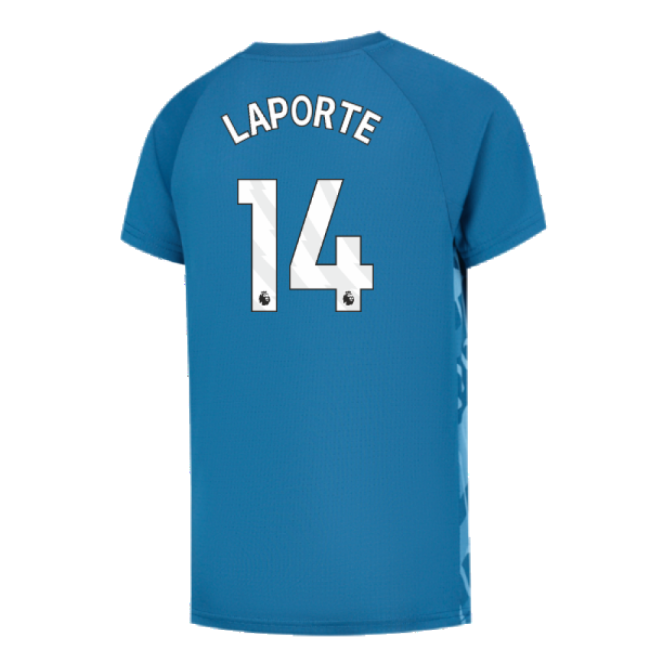 2023-2024 Man City Pre-Match Jersey (Lake Blue) - Kids (LAPORTE 14)-The Soccer Shirt Hub