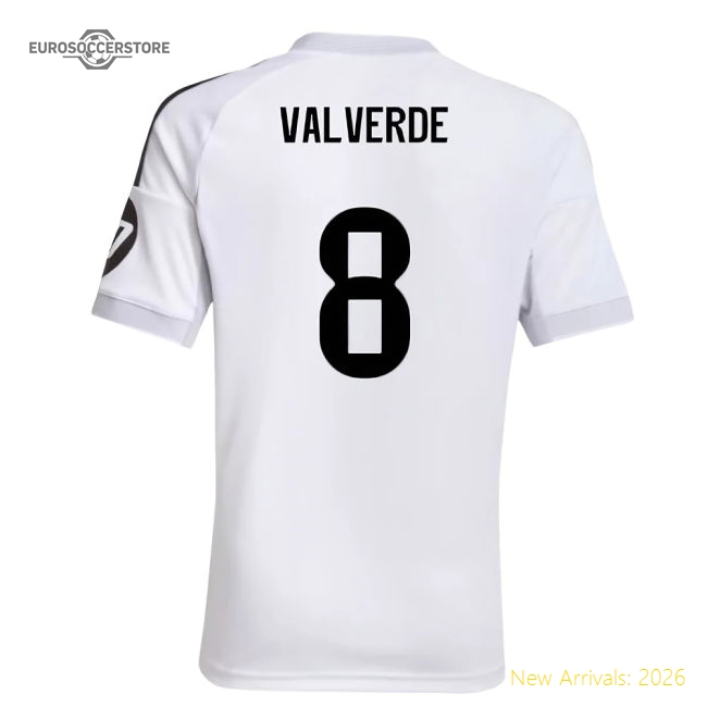 2025-2026 Real Madrid Home Shirt (Kids) (Valverde 8)-The Soccer Shirt Hub