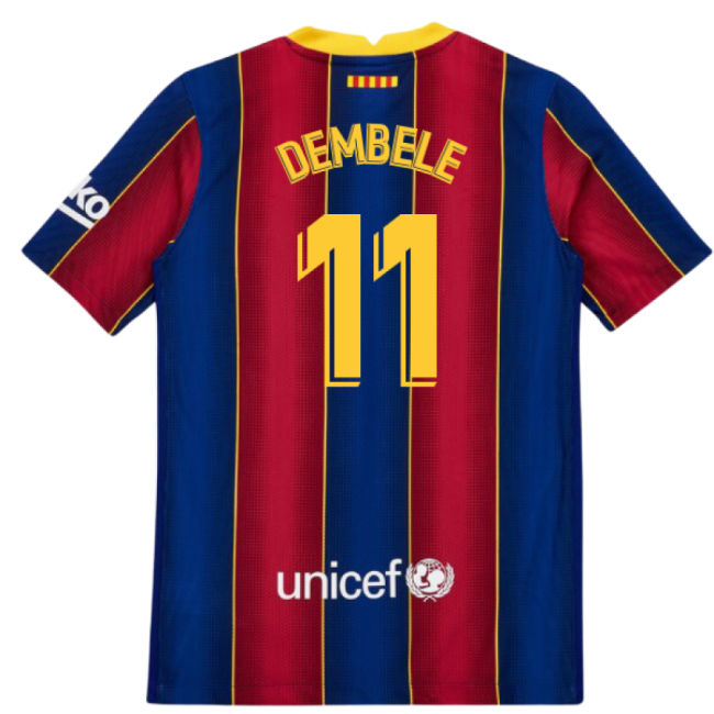 2020-2021 Barcelona Vapor Match Home Shirt (Kids) (DEMBELE 11)-The Soccer Shirt Hub