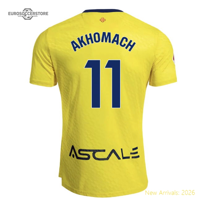 2025-2026 Villarreal Home Shirt (Akhomach 11)-The Soccer Shirt Hub