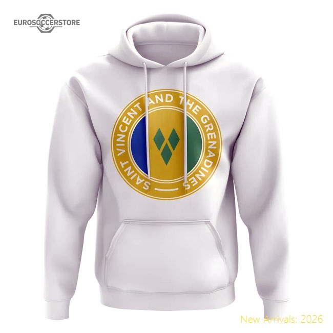 Saint Vincent and The Grenadines Football Badge Hoodie (White)-The Soccer Shirt Hub