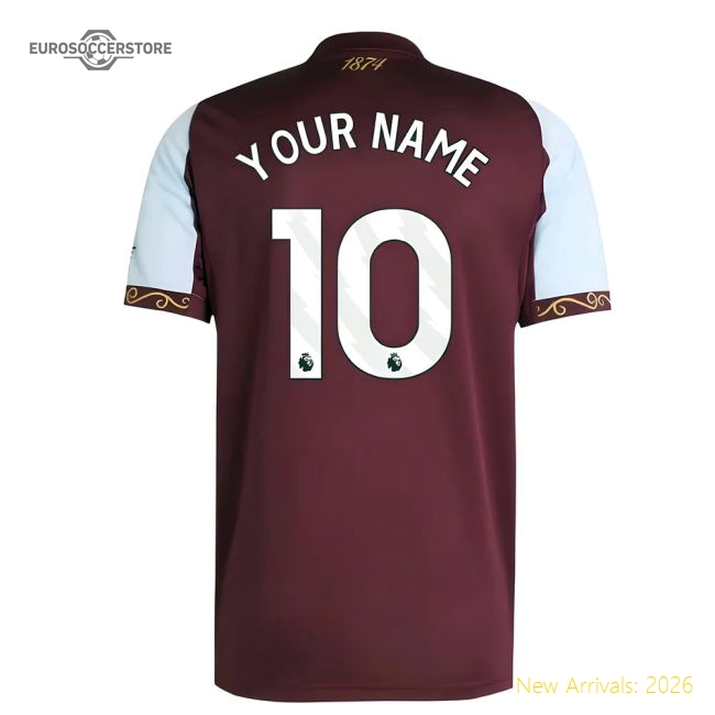 2025-2026 Aston Villa Home Shirt (Your Name)-The Soccer Shirt Hub