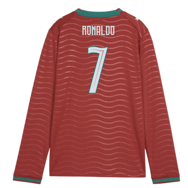 2026-2027 Portugal Long Sleeve Home Shirt (Kids) (Ronaldo 7)-The Soccer Shirt Hub