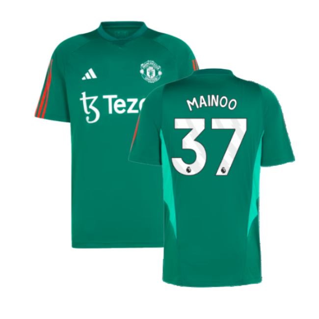 2023-2024 Man Utd Training Shirt (Green) (Mainoo 37)-The Soccer Shirt Hub