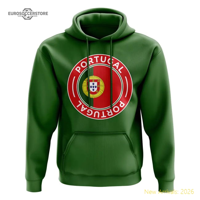Portugal Football Badge Hoodie (Green)-The Soccer Shirt Hub