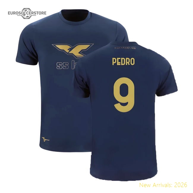 Lazio 125th Anniversary Cotton Tee (Navy) (Pedro 9)-The Soccer Shirt Hub