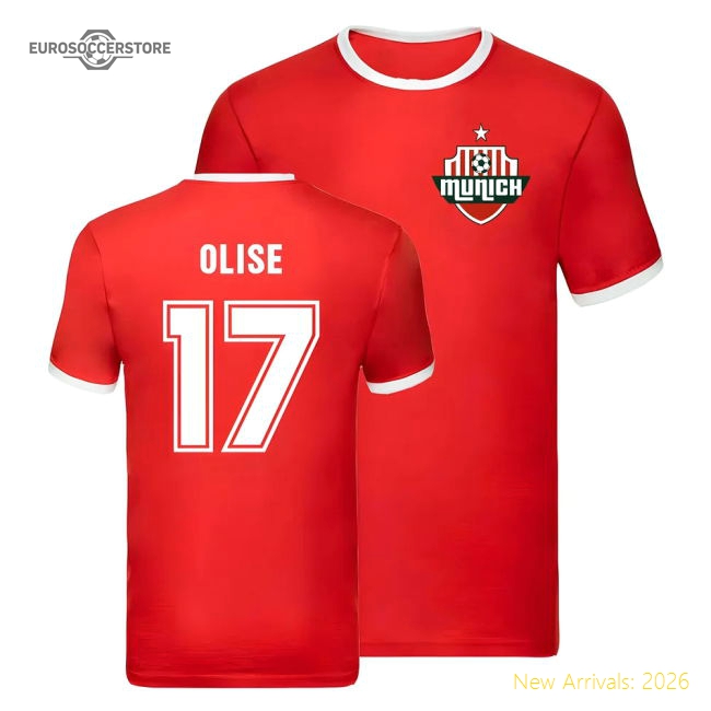 Bayern Munich Ringer T-Shirt (Michael Olise 17)-The Soccer Shirt Hub