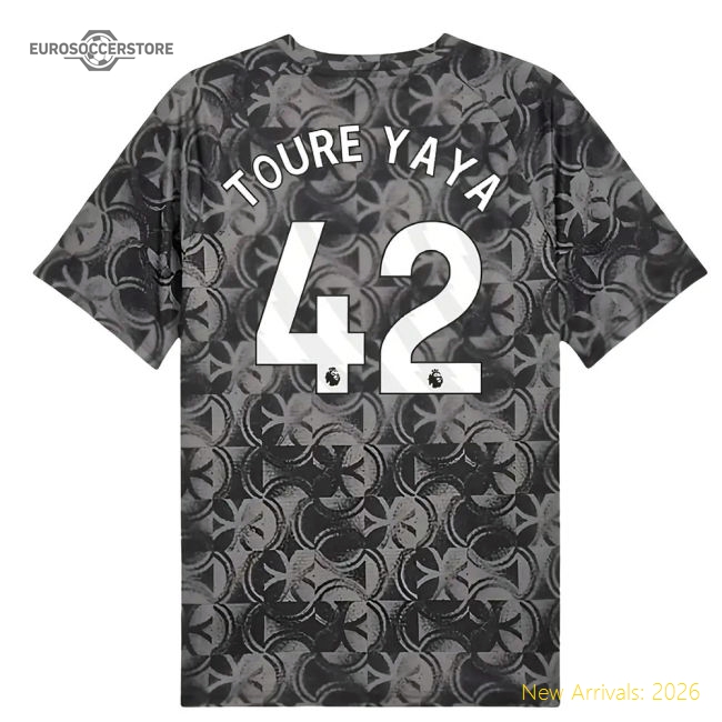 2025-2026 Man City Warm Up Jersey (Black) (Toure Yaya 42)-The Soccer Shirt Hub