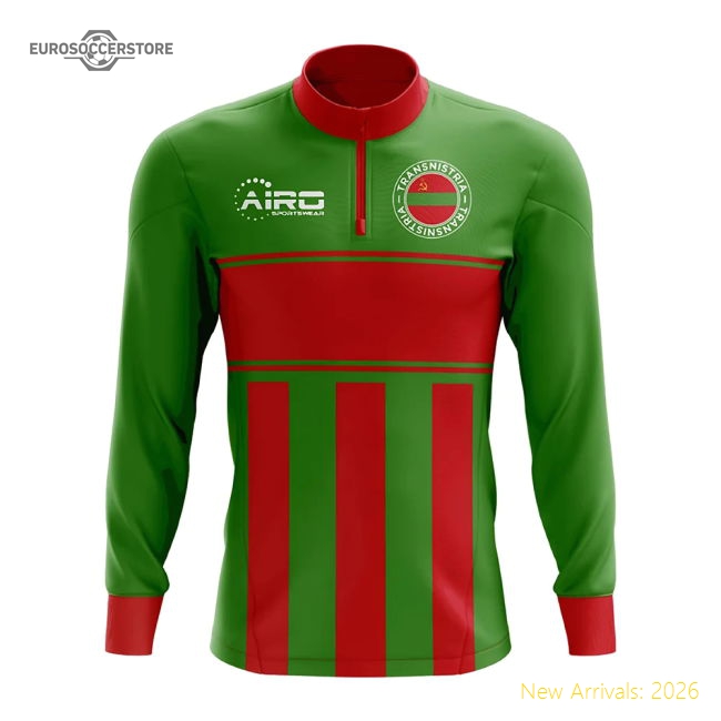Transnistria Concept Football Half Zip Midlayer Top (Green-Red)-The Soccer Shirt Hub