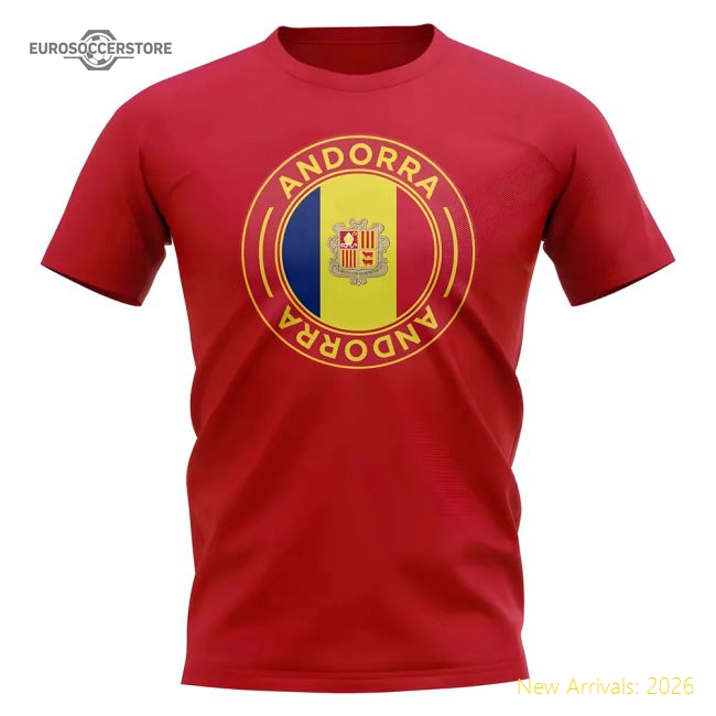Andorra Football Badge T-Shirt (Red)-The Soccer Shirt Hub