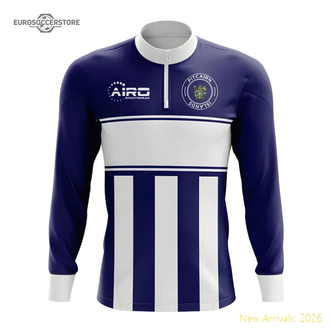Pitcairn Islands Concept Football Half Zip Midlayer Top (Navy-White)-The Soccer Shirt Hub