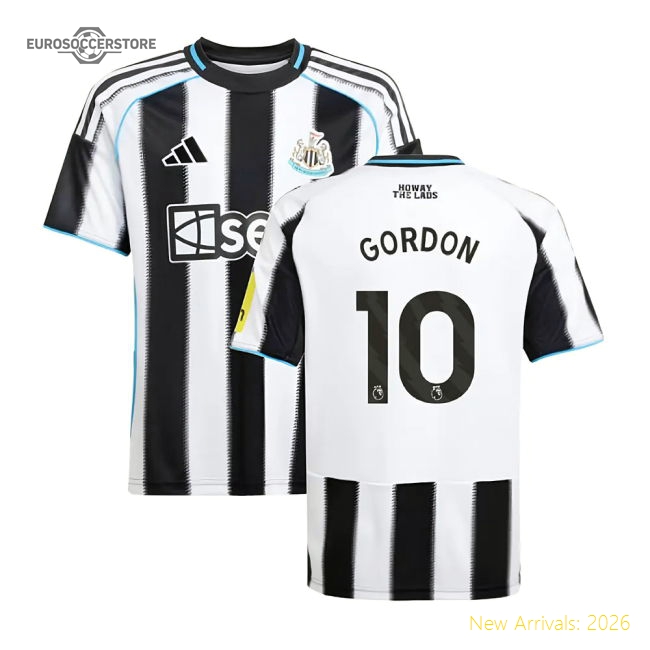 2025-2026 Newcastle Home Shirt (Kids) (Gordon 10)-The Soccer Shirt Hub