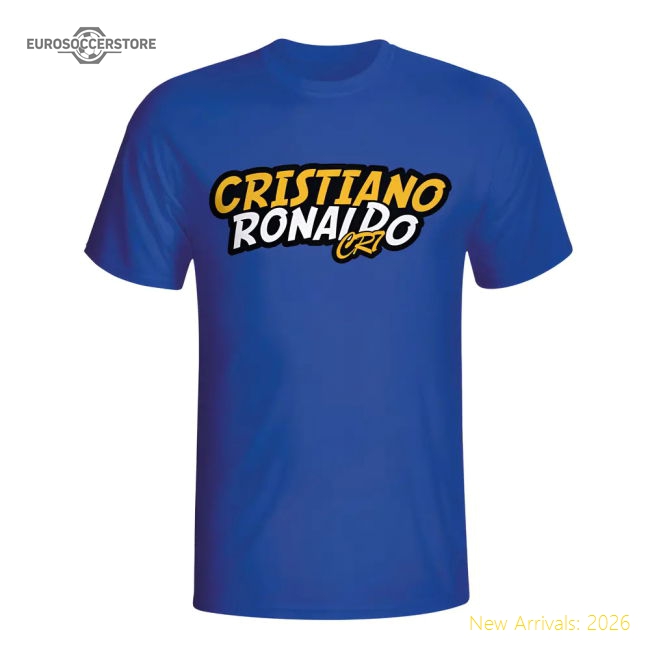 Cristiano Ronaldo Comic Book T-shirt (blue) - Kids-The Soccer Shirt Hub