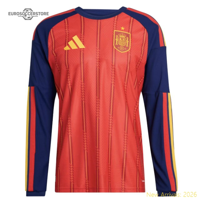 2026-2027 Spain Authentic Long Sleeve Home Shirt-The Soccer Shirt Hub