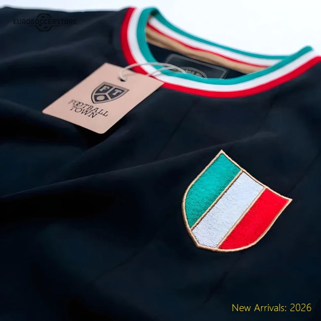 Italy Gli Azzurri Retro Football Shirt (Black)-The Soccer Shirt Hub