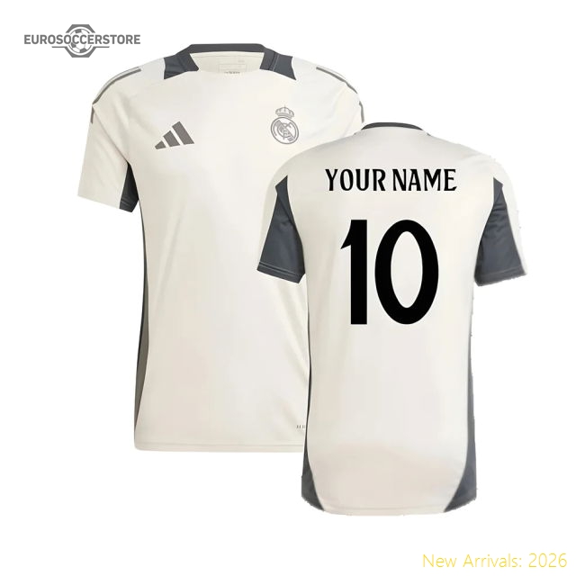 2024-2025 Real Madrid EU Training Jersey (Putty Mauve) (Your Name)-The Soccer Shirt Hub