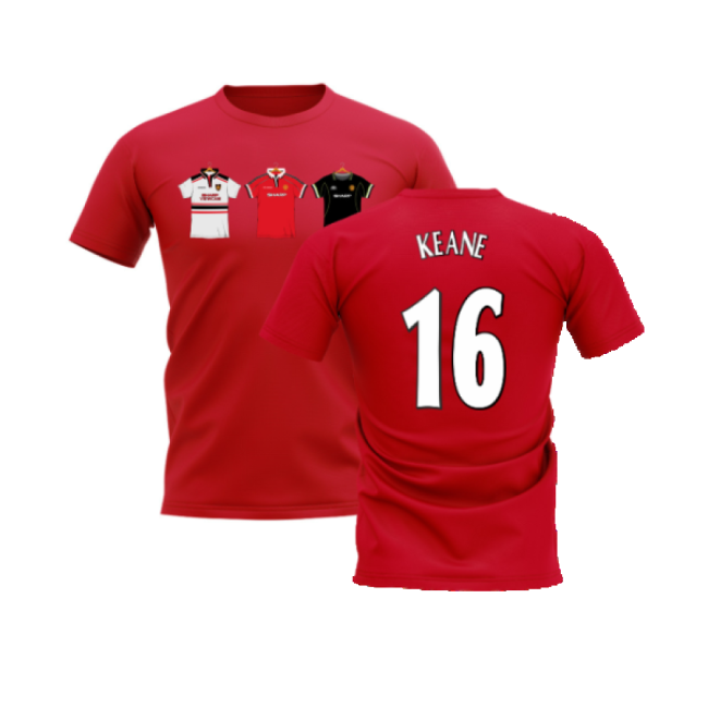 Manchester United 1998-1999 Retro Shirt T-shirt (Red) (Keane 16)-The Soccer Shirt Hub